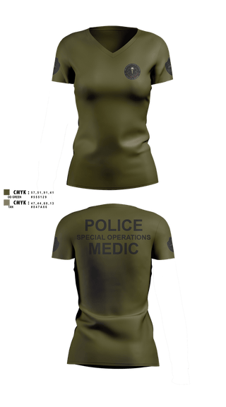 Womens Short Sleeve Vneck Shirt, Muscogee Nation Police Tactical Medical team, Police, Teamtime, Team time, sublimation, custom sports apparel, team uniforms, spirit wear, spiritwear, sports uniforms, custom shirts, team store, custom team store, fundraiser sports, apparel fundraiser