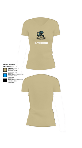 Womens Short Sleeve Vneck Shirt, Raptor Roofing, , Teamtime, Team time, sublimation, custom sports apparel, team uniforms, spirit wear, spiritwear, sports uniforms, custom shirts, team store, custom team store, fundraiser sports, apparel fundraiser