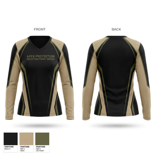 Womens Long Sleeve Vneck Shirt, APEX PROTECTION & INVESTIGATIONS GROUP, Police, Teamtime, Team time, sublimation, custom sports apparel, team uniforms, spirit wear, spiritwear, sports uniforms, custom shirts, team store, custom team store, fundraiser sports, apparel fundraiser