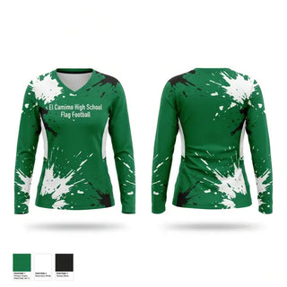 Womens Long Sleeve Vneck Shirt, El Camimo High School Flag Football, , Teamtime, Team time, sublimation, custom sports apparel, team uniforms, spirit wear, spiritwear, sports uniforms, custom shirts, team store, custom team store, fundraiser sports, apparel fundraiser