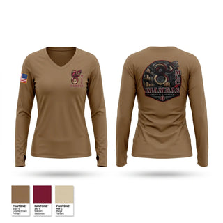 Womens Long Sleeve Vneck Shirt, 8th MLC, Army, Teamtime, Team time, sublimation, custom sports apparel, team uniforms, spirit wear, spiritwear, sports uniforms, custom shirts, team store, custom team store, fundraiser sports, apparel fundraiser