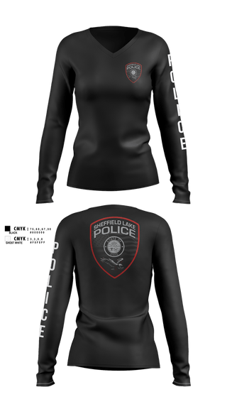 Womens Long Sleeve Vneck Shirt, SLPD, Police, Teamtime, Team time, sublimation, custom sports apparel, team uniforms, spirit wear, spiritwear, sports uniforms, custom shirts, team store, custom team store, fundraiser sports, apparel fundraiser