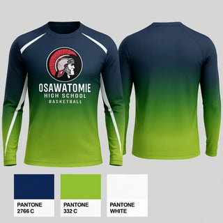 Long Sleeve Performance Shirt, Osawatomie High School Basketball, Women's Basketball, Teamtime, Team time, sublimation, custom sports apparel, team uniforms, spirit wear, spiritwear, sports uniforms, custom shirts, team store, custom team store, fundraiser sports, apparel fundraiser