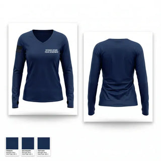Womens Long Sleeve Vneck Shirt, Veterans Affairs Police Department, Police, Teamtime, Team time, sublimation, custom sports apparel, team uniforms, spirit wear, spiritwear, sports uniforms, custom shirts, team store, custom team store, fundraiser sports, apparel fundraiser