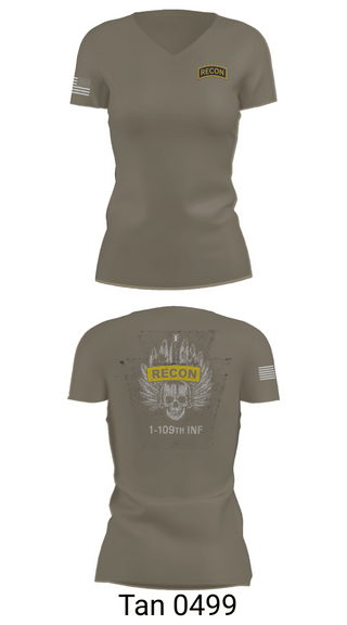 Womens Short Sleeve Vneck Shirt, HHC 1/109th INF, Army, Teamtime, Team time, sublimation, custom sports apparel, team uniforms, spirit wear, spiritwear, sports uniforms, custom shirts, team store, custom team store, fundraiser sports, apparel fundraiser