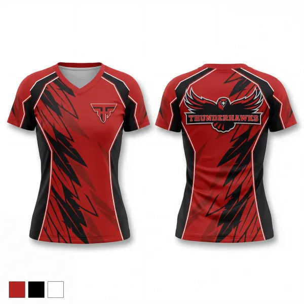 Womens Short Sleeve Vneck Shirt, Thunderhawks, Softball, Teamtime, Team time, sublimation, custom sports apparel, team uniforms, spirit wear, spiritwear, sports uniforms, custom shirts, team store, custom team store, fundraiser sports, apparel fundraiser