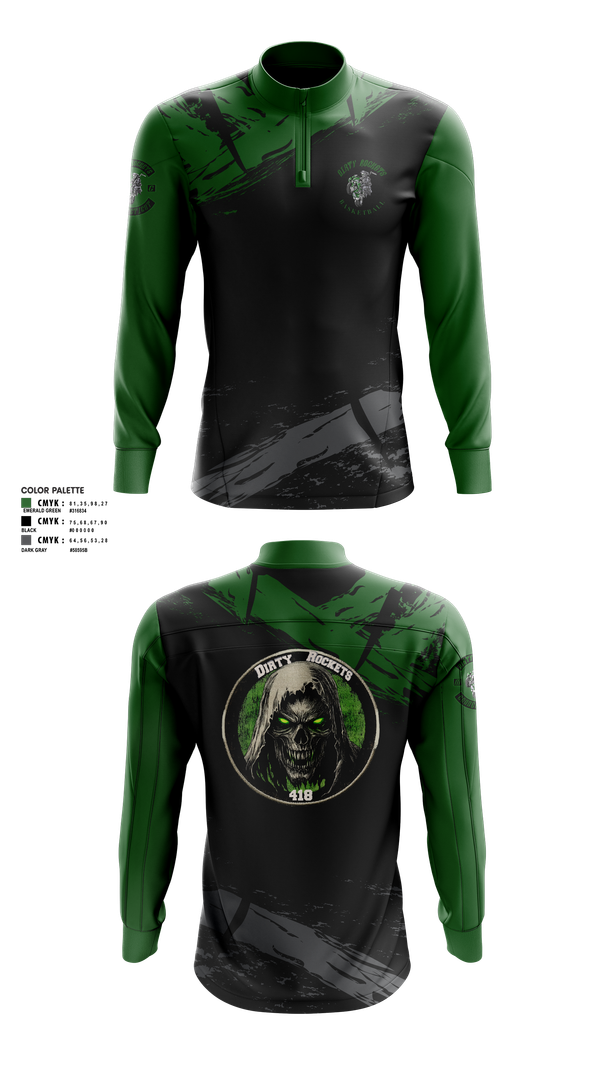 Quarter Zip Jacket, Dirty Rockets MCDirty Rockets MC, Men's Basketball, Teamtime, Team time, sublimation, custom sports apparel, team uniforms, spirit wear, spiritwear, sports uniforms, custom shirts, team store, custom team store, fundraiser sports, apparel fundraiser