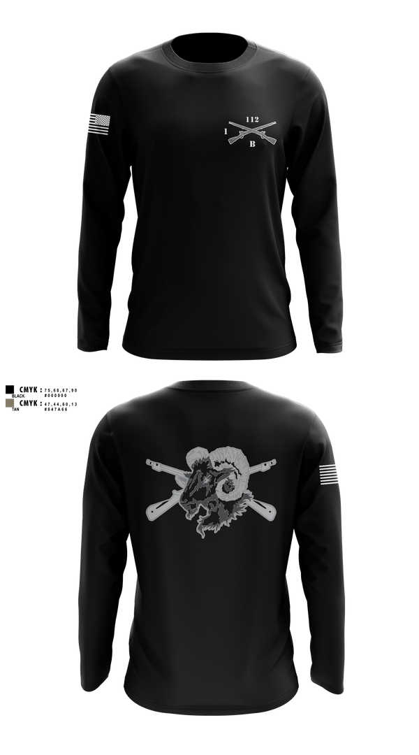 Long Sleeve Performance Shirt, Blacksheep Company, 1-112th Infantry, Army, Teamtime, Team time, sublimation, custom sports apparel, team uniforms, spirit wear, spiritwear, sports uniforms, custom shirts, team store, custom team store, fundraiser sports, apparel fundraiser
