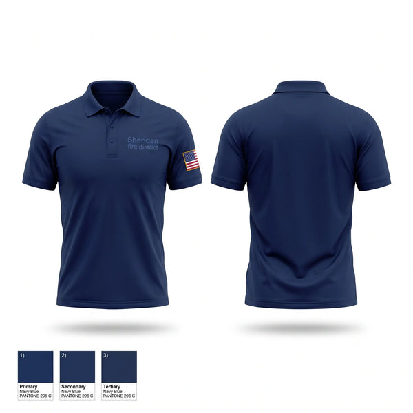Short Sleeve Performance Polo, Sheridan fire district, Fire Department, Teamtime, Team time, sublimation, custom sports apparel, team uniforms, spirit wear, spiritwear, sports uniforms, custom shirts, team store, custom team store, fundraiser sports, apparel fundraiser