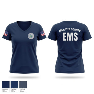 Womens Short Sleeve Vneck Shirt, Manatee County EMS, EMS/EMT, Teamtime, Team time, sublimation, custom sports apparel, team uniforms, spirit wear, spiritwear, sports uniforms, custom shirts, team store, custom team store, fundraiser sports, apparel fundraiser