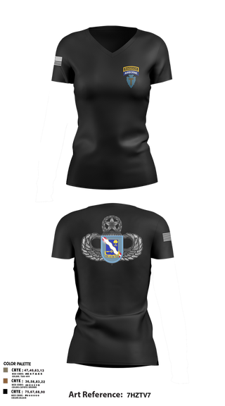 Womens Short Sleeve Vneck Shirt, 1-143rd airborne infantry regiment, , Teamtime, Team time, sublimation, custom sports apparel, team uniforms, spirit wear, spiritwear, sports uniforms, custom shirts, team store, custom team store, fundraiser sports, apparel fundraiser