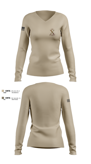 Womens Long Sleeve Vneck Shirt, B2-Patriots, Army, Teamtime, Team time, sublimation, custom sports apparel, team uniforms, spirit wear, spiritwear, sports uniforms, custom shirts, team store, custom team store, fundraiser sports, apparel fundraiser