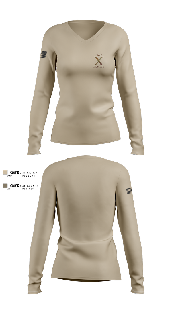 Womens Long Sleeve Vneck Shirt, B2-Patriots, Army, Teamtime, Team time, sublimation, custom sports apparel, team uniforms, spirit wear, spiritwear, sports uniforms, custom shirts, team store, custom team store, fundraiser sports, apparel fundraiser