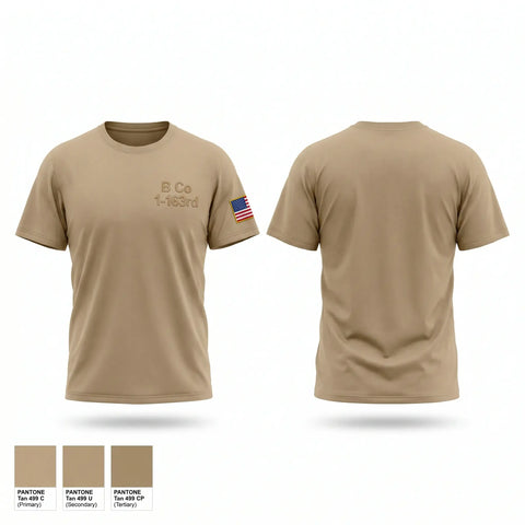 Old School Cotton Feel Shirt, B Co 1-163rd, National Guard, Teamtime, Team time, sublimation, custom sports apparel, team uniforms, spirit wear, spiritwear, sports uniforms, custom shirts, team store, custom team store, fundraiser sports, apparel fundraiser