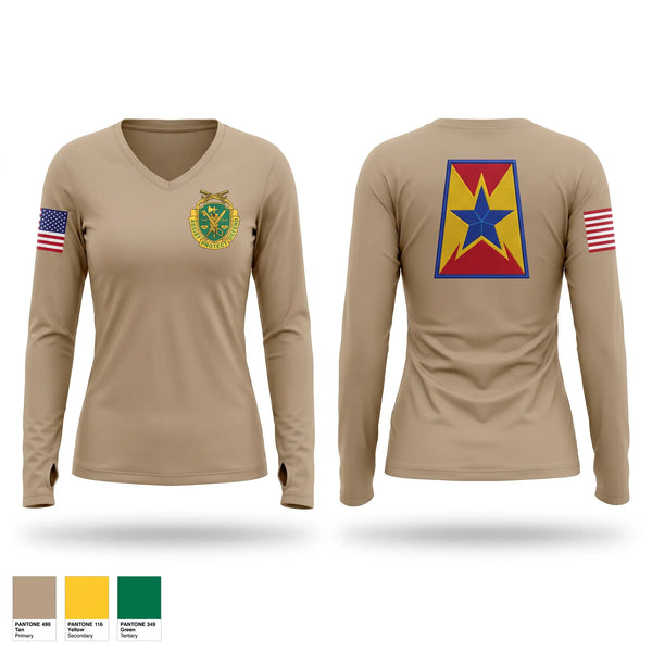 Womens Long Sleeve Vneck Shirt, 35th Military Police Company, National Guard, Teamtime, Team time, sublimation, custom sports apparel, team uniforms, spirit wear, spiritwear, sports uniforms, custom shirts, team store, custom team store, fundraiser sports, apparel fundraiser