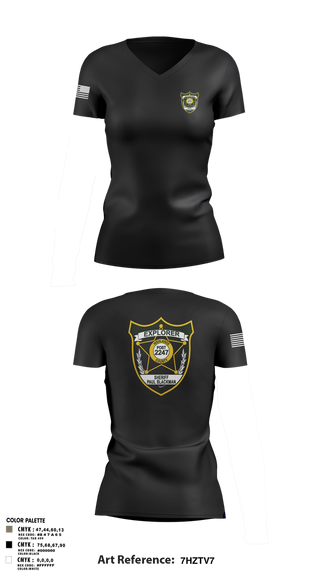Womens Short Sleeve Vneck Shirt, Explorer Post 2247, , Teamtime, Team time, sublimation, custom sports apparel, team uniforms, spirit wear, spiritwear, sports uniforms, custom shirts, team store, custom team store, fundraiser sports, apparel fundraiser