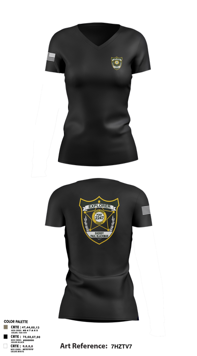 Explorer Post 2247 23554077 Women's Short Sleeve V-neck Shirt - 3