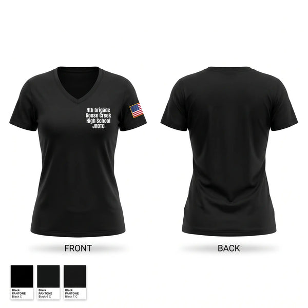 Womens Short Sleeve Vneck Shirt, 4th brigade Goose Creek High School JROTC, Bowling, Teamtime, Team time, sublimation, custom sports apparel, team uniforms, spirit wear, spiritwear, sports uniforms, custom shirts, team store, custom team store, fundraiser sports, apparel fundraiser