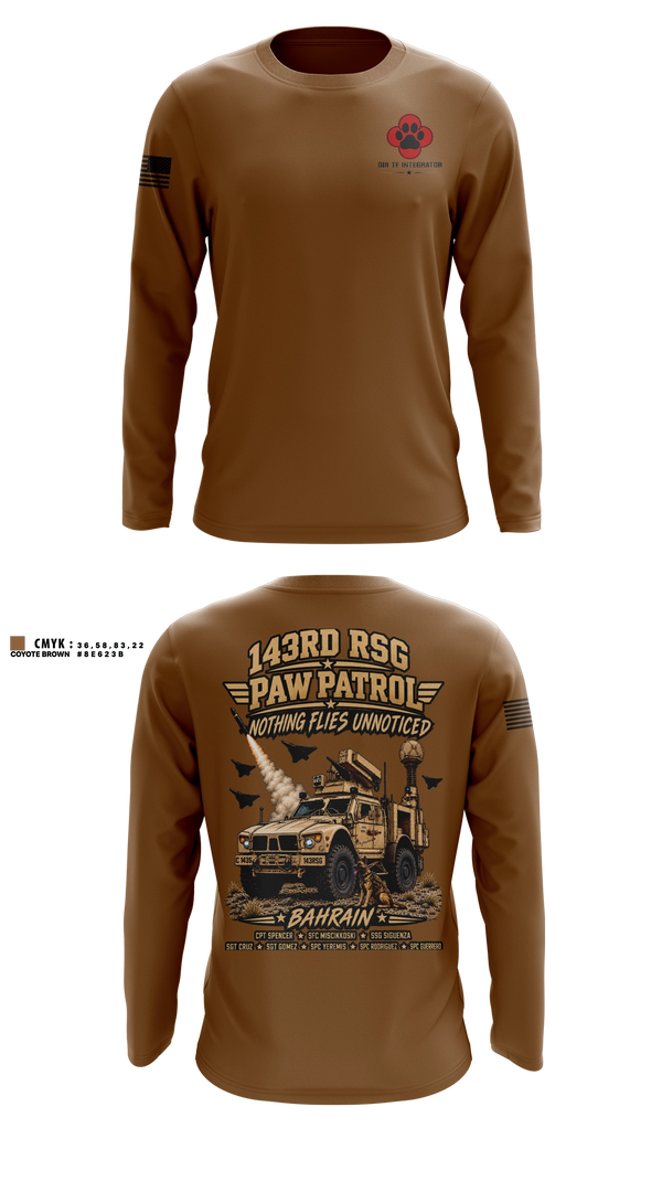 Long Sleeve Performance Shirt, 143RD Regional Support Group, Army, Teamtime, Team time, sublimation, custom sports apparel, team uniforms, spirit wear, spiritwear, sports uniforms, custom shirts, team store, custom team store, fundraiser sports, apparel fundraiser