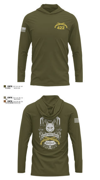 Long Sleeve Performance Shirt with hood, 422nd Military Police Company, Army, Teamtime, Team time, sublimation, custom sports apparel, team uniforms, spirit wear, spiritwear, sports uniforms, custom shirts, team store, custom team store, fundraiser sports, apparel fundraiser