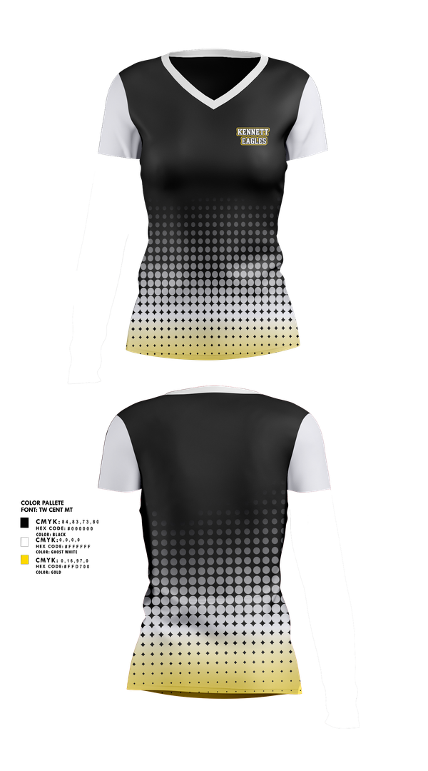 Womens Short Sleeve Vneck Shirt, Kennett Eagles, , Teamtime, Team time, sublimation, custom sports apparel, team uniforms, spirit wear, spiritwear, sports uniforms, custom shirts, team store, custom team store, fundraiser sports, apparel fundraiser