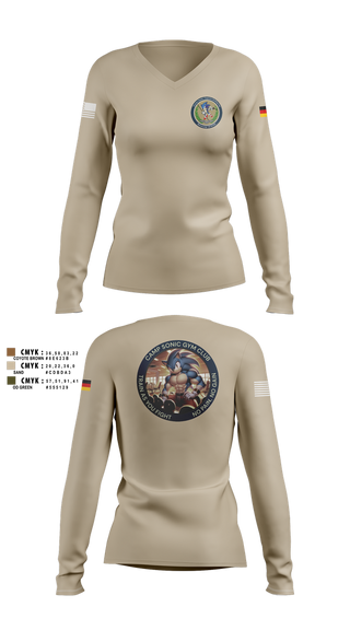 Womens Long Sleeve Vneck Shirt, DEU EinsKtgt CD/CBI, , Teamtime, Team time, sublimation, custom sports apparel, team uniforms, spirit wear, spiritwear, sports uniforms, custom shirts, team store, custom team store, fundraiser sports, apparel fundraiser