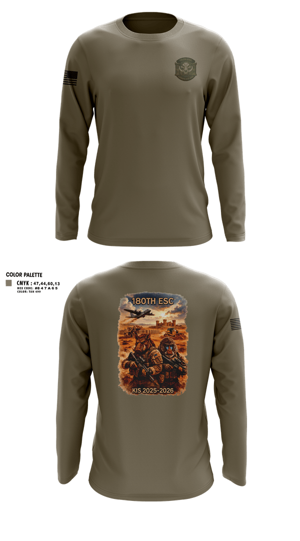 Long Sleeve Performance Shirt, 180th ESC Kismayo, Army, Teamtime, Team time, sublimation, custom sports apparel, team uniforms, spirit wear, spiritwear, sports uniforms, custom shirts, team store, custom team store, fundraiser sports, apparel fundraiser