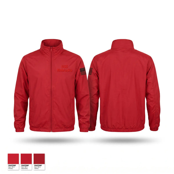 Windbreaker, USS Nebraska, Navy, Teamtime, Team time, sublimation, custom sports apparel, team uniforms, spirit wear, spiritwear, sports uniforms, custom shirts, team store, custom team store, fundraiser sports, apparel fundraiser