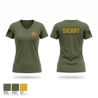 Womens Short Sleeve Vneck Shirt, Costilla County Sheriff Office, Police, Teamtime, Team time, sublimation, custom sports apparel, team uniforms, spirit wear, spiritwear, sports uniforms, custom shirts, team store, custom team store, fundraiser sports, apparel fundraiser