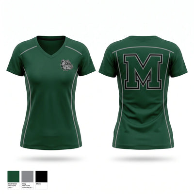 Monrovia Bulldogs Women's Short Sleeve V-neck Shirt - 1