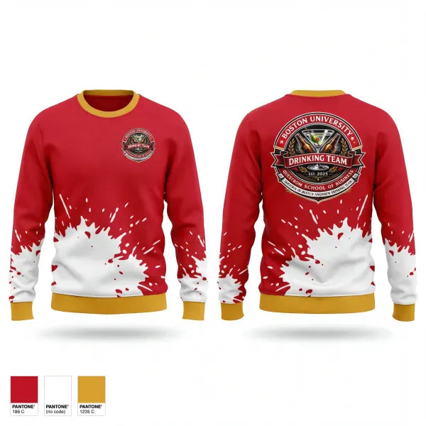 Crew Neck Sweatshirt, BU Questrom Drinking Team, , Teamtime, Team time, sublimation, custom sports apparel, team uniforms, spirit wear, spiritwear, sports uniforms, custom shirts, team store, custom team store, fundraiser sports, apparel fundraiser