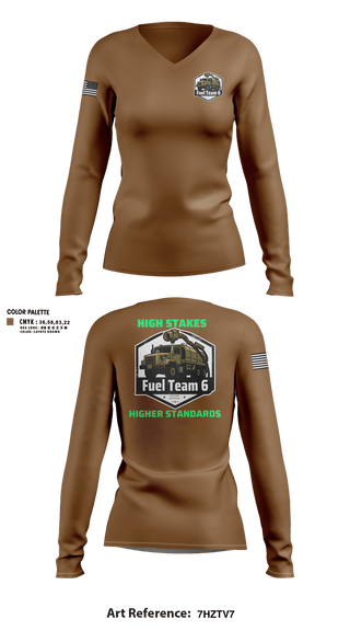 Womens Long Sleeve Vneck Shirt, Fuel Team 6, Army, Teamtime, Team time, sublimation, custom sports apparel, team uniforms, spirit wear, spiritwear, sports uniforms, custom shirts, team store, custom team store, fundraiser sports, apparel fundraiser