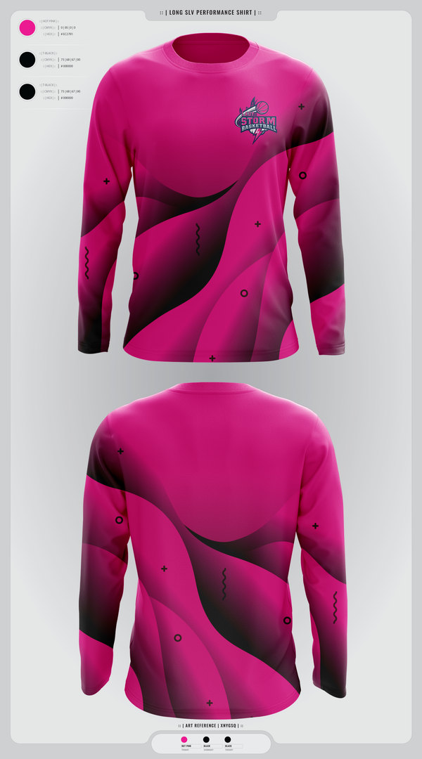 Long Sleeve Performance Shirt, Lady Storm, Women's Basketball, Teamtime, Team time, sublimation, custom sports apparel, team uniforms, spirit wear, spiritwear, sports uniforms, custom shirts, team store, custom team store, fundraiser sports, apparel fundraiser
