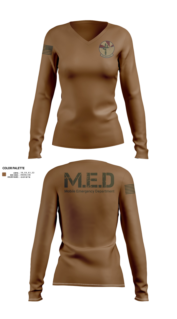 Womens Long Sleeve Vneck Shirt, MED, Air Force, Teamtime, Team time, sublimation, custom sports apparel, team uniforms, spirit wear, spiritwear, sports uniforms, custom shirts, team store, custom team store, fundraiser sports, apparel fundraiser