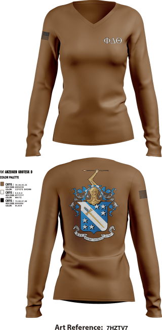 Women's Long Sleeve Vneck Shirt, Phi Delta Theta, Army, Teamtime, Team time, sublimation, custom sports apparel, team uniforms, spirit wear, spiritwear, sports uniforms, custom shirts, team store, custom team store, fundraiser sports, apparel fundraiser