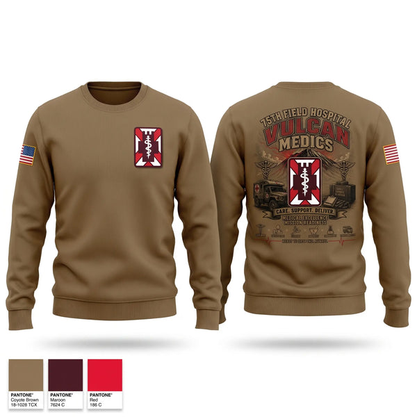 Crew Neck Sweatshirt, 75th Field Hospital, Army, Teamtime, Team time, sublimation, custom sports apparel, team uniforms, spirit wear, spiritwear, sports uniforms, custom shirts, team store, custom team store, fundraiser sports, apparel fundraiser