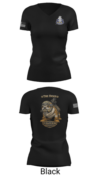 Womens Short Sleeve Vneck Shirt, C-co 4-31 INF Mortar Section, Army, Teamtime, Team time, sublimation, custom sports apparel, team uniforms, spirit wear, spiritwear, sports uniforms, custom shirts, team store, custom team store, fundraiser sports, apparel fundraiser