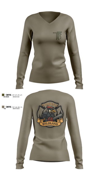 Womens Long Sleeve Vneck Shirt, Tomball Wildland, , Teamtime, Team time, sublimation, custom sports apparel, team uniforms, spirit wear, spiritwear, sports uniforms, custom shirts, team store, custom team store, fundraiser sports, apparel fundraiser