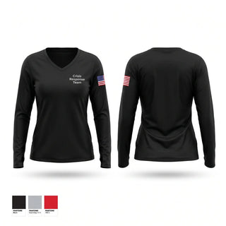 Womens Long Sleeve Vneck Shirt, Crisis Response Team, Police, Teamtime, Team time, sublimation, custom sports apparel, team uniforms, spirit wear, spiritwear, sports uniforms, custom shirts, team store, custom team store, fundraiser sports, apparel fundraiser