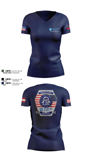 Womens Short Sleeve Vneck Shirt, GMR Georgia Honor Guard, EMS/EMT, Teamtime, Team time, sublimation, custom sports apparel, team uniforms, spirit wear, spiritwear, sports uniforms, custom shirts, team store, custom team store, fundraiser sports, apparel fundraiser