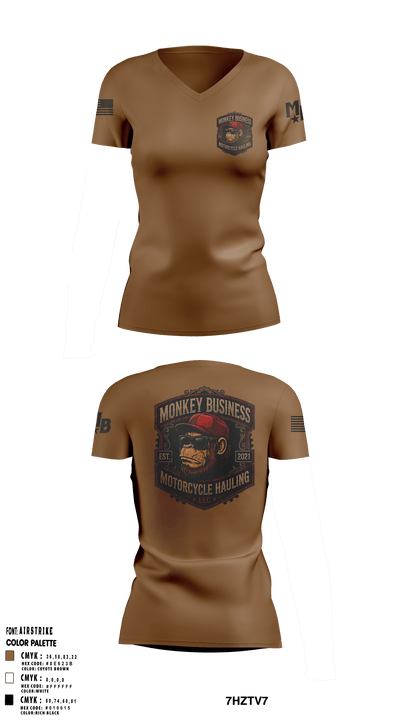 Monkey Business Motorcycle Hauling 21816516 Women's Short Sleeve V-neck Shirt - 27