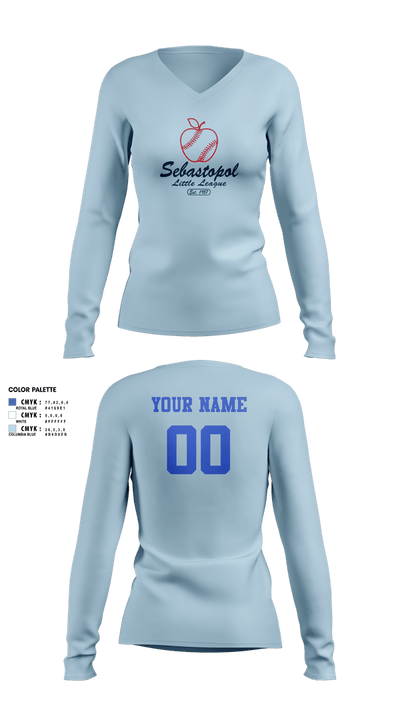 Sebastopol Little League 29313741 Women's Long Sleeve V-neck Shirt - 3