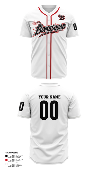 Full Button Baseball Jersey, Bombsquad 11u, Baseball, Teamtime, Team time, sublimation, custom sports apparel, team uniforms, spirit wear, spiritwear, sports uniforms, custom shirts, team store, custom team store, fundraiser sports, apparel fundraiser