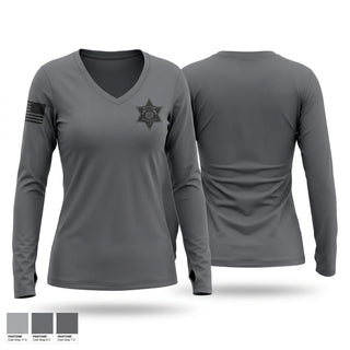 Womens Long Sleeve Vneck Shirt, Wetzel County Sheriff, Police, Teamtime, Team time, sublimation, custom sports apparel, team uniforms, spirit wear, spiritwear, sports uniforms, custom shirts, team store, custom team store, fundraiser sports, apparel fundraiser