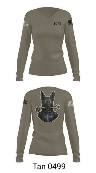 Womens Long Sleeve Vneck Shirt, Willoughby K9, Police, Teamtime, Team time, sublimation, custom sports apparel, team uniforms, spirit wear, spiritwear, sports uniforms, custom shirts, team store, custom team store, fundraiser sports, apparel fundraiser