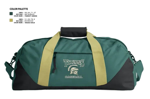 Duffle Bag, Titans, Baseball, Teamtime, Team time, sublimation, custom sports apparel, team uniforms, spirit wear, spiritwear, sports uniforms, custom shirts, team store, custom team store, fundraiser sports, apparel fundraiser