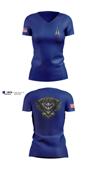Womens Short Sleeve Vneck Shirt, Guardian Resilience Team, Space Force, Teamtime, Team time, sublimation, custom sports apparel, team uniforms, spirit wear, spiritwear, sports uniforms, custom shirts, team store, custom team store, fundraiser sports, apparel fundraiser