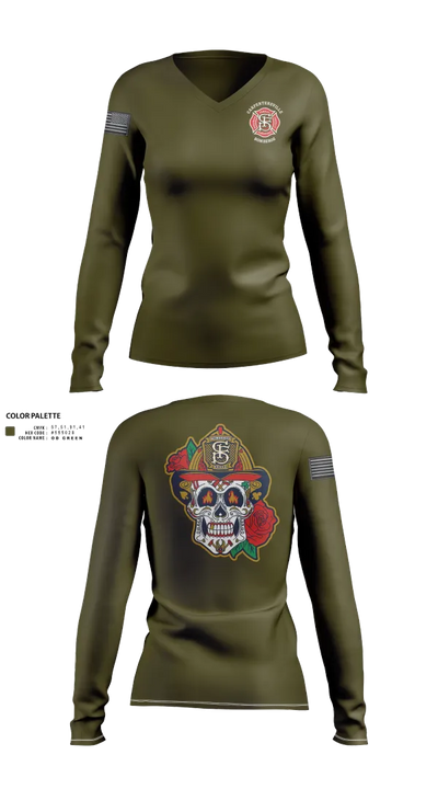 Carpentersville Fire Department 52158463 Women's Long Sleeve V-neck Shirt - 23