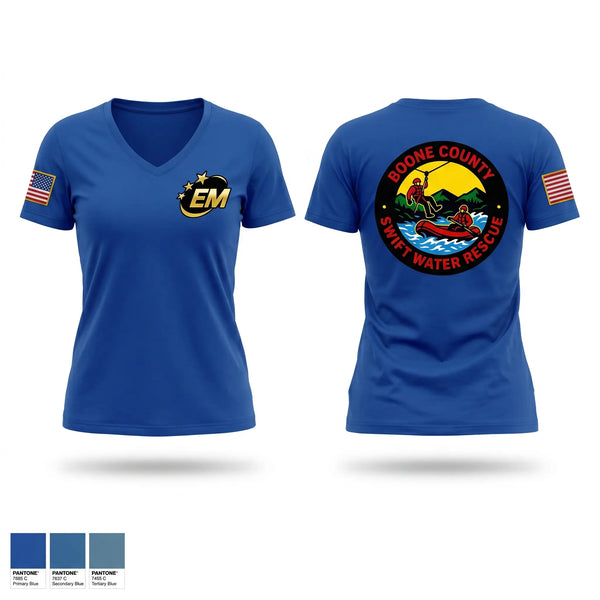 Womens Short Sleeve Vneck Shirt, Boone County Swift Water Rescue, Fire Department, Teamtime, Team time, sublimation, custom sports apparel, team uniforms, spirit wear, spiritwear, sports uniforms, custom shirts, team store, custom team store, fundraiser sports, apparel fundraiser
