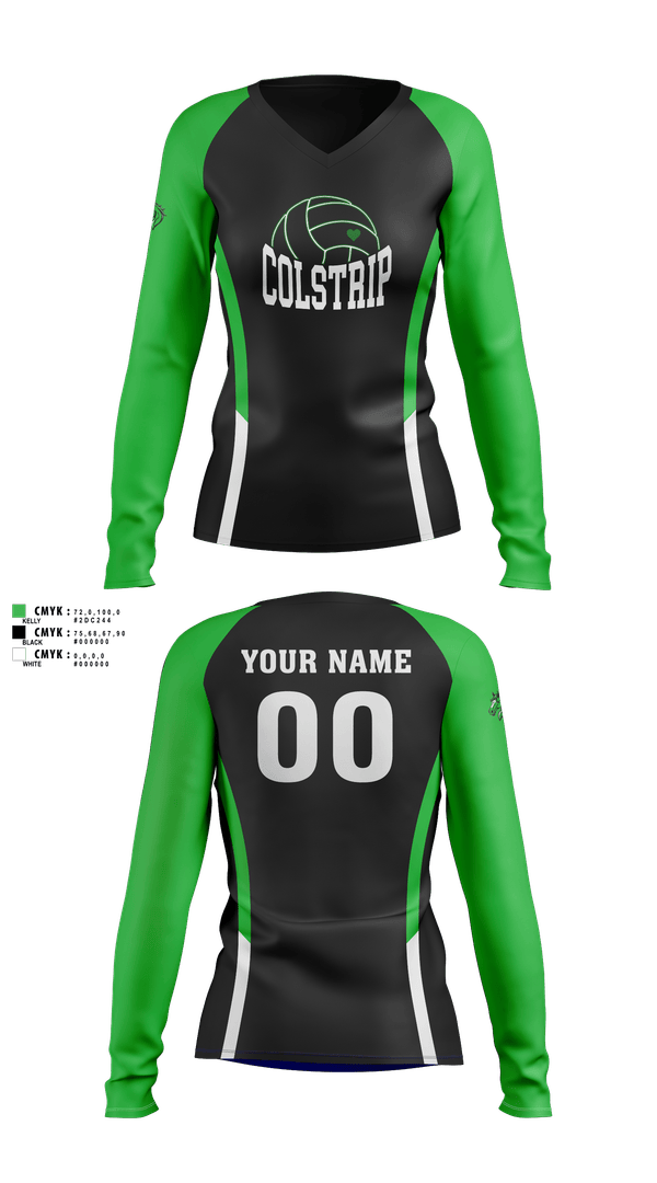 Womens Long Sleeve Vneck Shirt, Colstrip, Women's Volleyball, Teamtime, Team time, sublimation, custom sports apparel, team uniforms, spirit wear, spiritwear, sports uniforms, custom shirts, team store, custom team store, fundraiser sports, apparel fundraiser